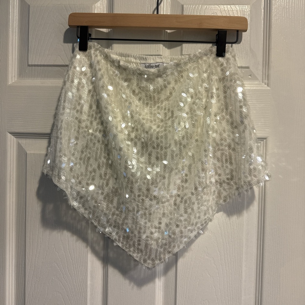 White Sequin Tube Top